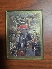Miniature Art Print Two Sisters on the Terrace Renoir Vremont Reflection W Easel