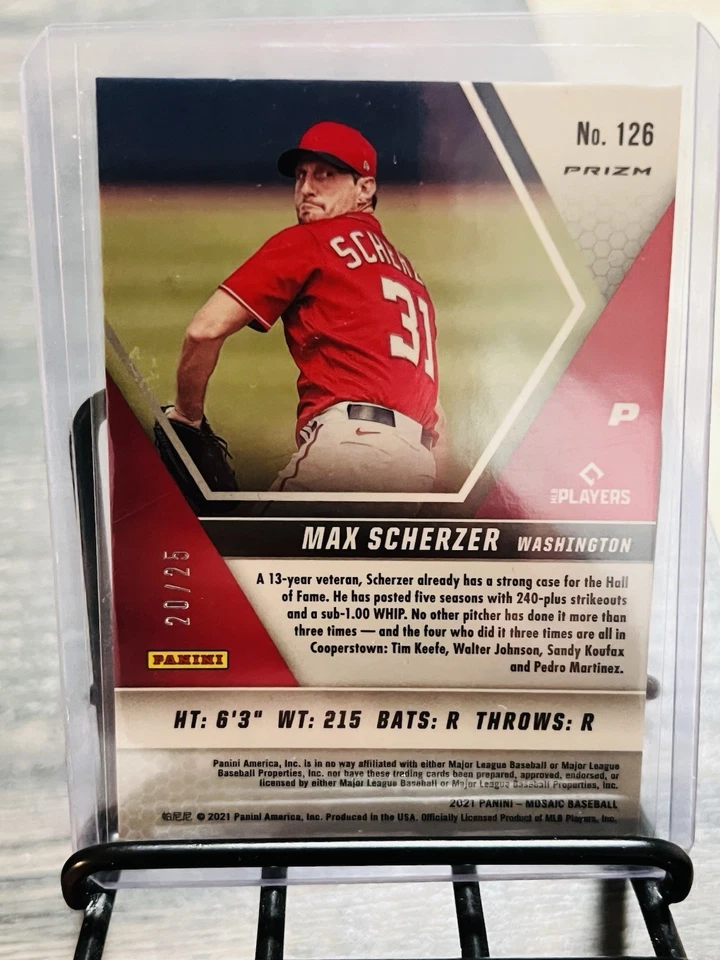 2021 MLB Panini Mosiac Max Scherzer White Mosiac Prizm /25 - Imagem 2 de 2