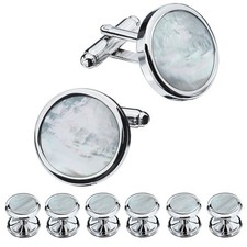 HAWSON Fashion Mother-of-Pearl Tuxedo Shirt Button and Cufflink Set, Specially