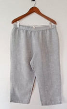 Eileen Fisher Women's Cropped Pant Organic Linen Sz M Beachy Coastal Sustainable