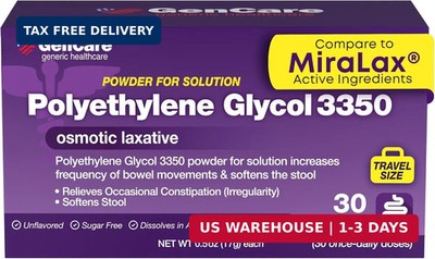 GenCare Polylethylene Glycol 3350 Powder for Solution - 30 Travel Packets - Unfl
