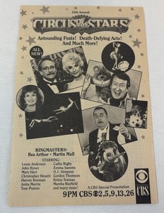 1988 CBS tv special ad ~ CIRCUS OF THE STARS Bea Arthur, Martin Mull, Mary Hart