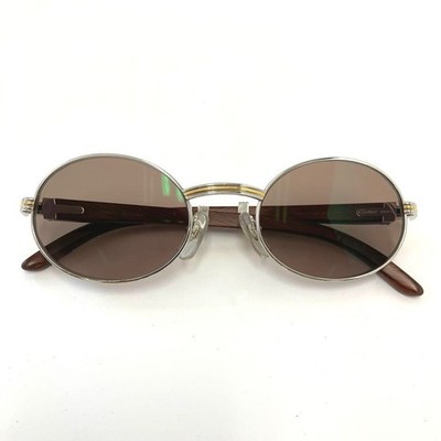 Vintage Cartier Trinity Wood Sunglasses in Silver and Gold