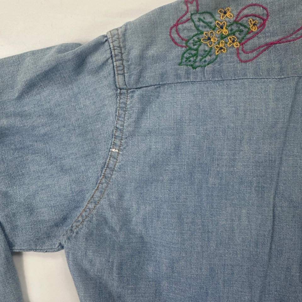 Camisa vaquera vintage Levi's naranja bordada para mujer mediana EE. UU. Foto 4 de 4