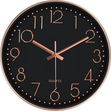 Silent Wall Clocks Battery Operated 8 Inch, Analog Wall Clock with Oversized Num