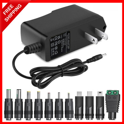5V1A AC Adapter DC5V Power Supply Cord with 11 Plug Tips AC to DC 5Volt 1A 500mA