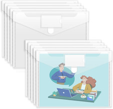 10 Pack Plastic Envelopes File Folders, Clear Folder for Document US