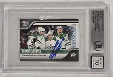Logan Stankoven Signed 2023-24 Topps Rookie Card Sticker Beckett 10 Auto Stars