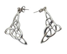 Sterling silver drop earrings  Celtic knot triangular by Carrick long drop