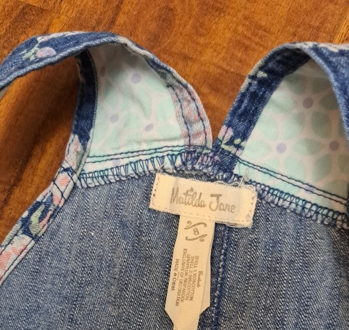 Matilda Jane Size 8 Playground Jean Romper Shortalls The Adventure Begins Girls - Picture 2 of 5