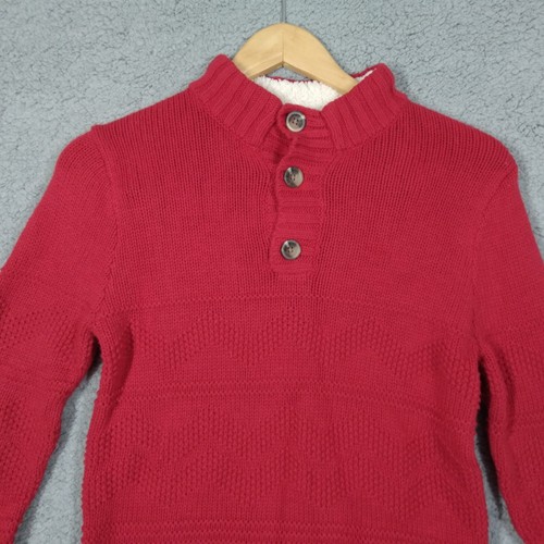 Boys Large 12/14 Cat & Jack Sherpa Lined Red Sweater Vest Knit Mock Henley NWT - Picture 2 of 8