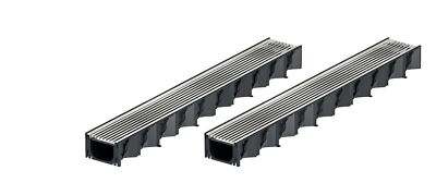 (264.95 /1m) 2x1m ACO Hexaline 2.0 Entwässerungsrinne mit Längsstabrost aus Edel
