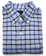 J Crew Flex Oxford Mens Size MEDIUM Blue Plaid Button Down light Flannel Shirt