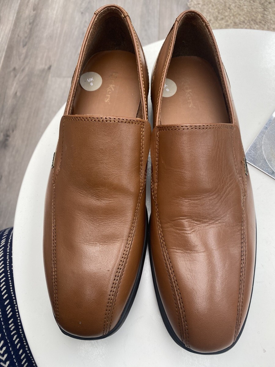 KICKERS JARLE SLIP ON SHOES TAN Brown LEATHER UK SIZE LOAFERS Worn Once