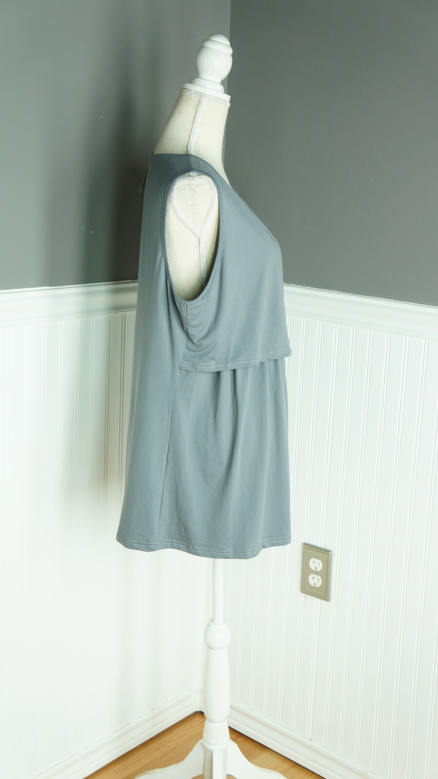 NEW Ekouaer Top Womens XXL Maternity Nursing Pregnancy Gown Casual Gray Soft NWT image 4