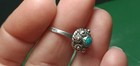 Vtg Taxco Mexico LM Eagle 2 Sterling Silver 3/8" H Dainty Turquoise Dome Ring(6) — photo 6