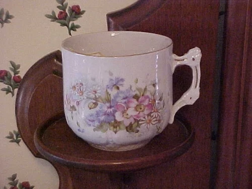 VTG Mustache Cup Mug Spring Flowers Design