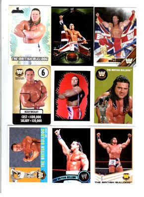 British Bulldog Wrestling Lot of 9 Different Trading Cards 2 Inserts WWE BB-C1