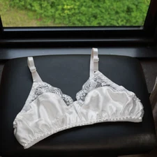 Double-sided Silk Lace Thin Breathable Bra Summer White Pink Bralette Intimates