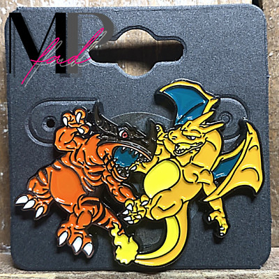 Pokemon Digimon Monsters Soft Enamel Pin Collectible Clutch CHARIZARD VS GREYMON