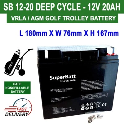 SUPERBATT SB12-20 12V 20AH (22AH) VRLA AGM Deep Cycle Rechargeable Golf Trolley Battery