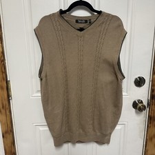 Cypress Links Sportswear Men's Sweater Vest Size XL Tan Black Trim V neck Golf