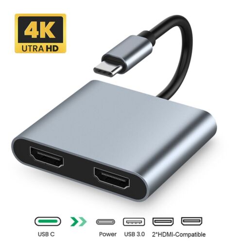 USB 3.0 USB-C-Hub Docking Station Pantalla Extensión Tipo-C a Dual-HDMI - Imagen 1 de 11