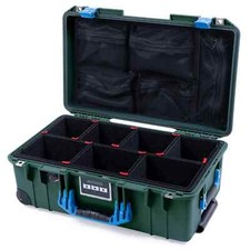 Trekking Green  Blue Pelican 1535 air case with Trekpak dividers  mesh org.