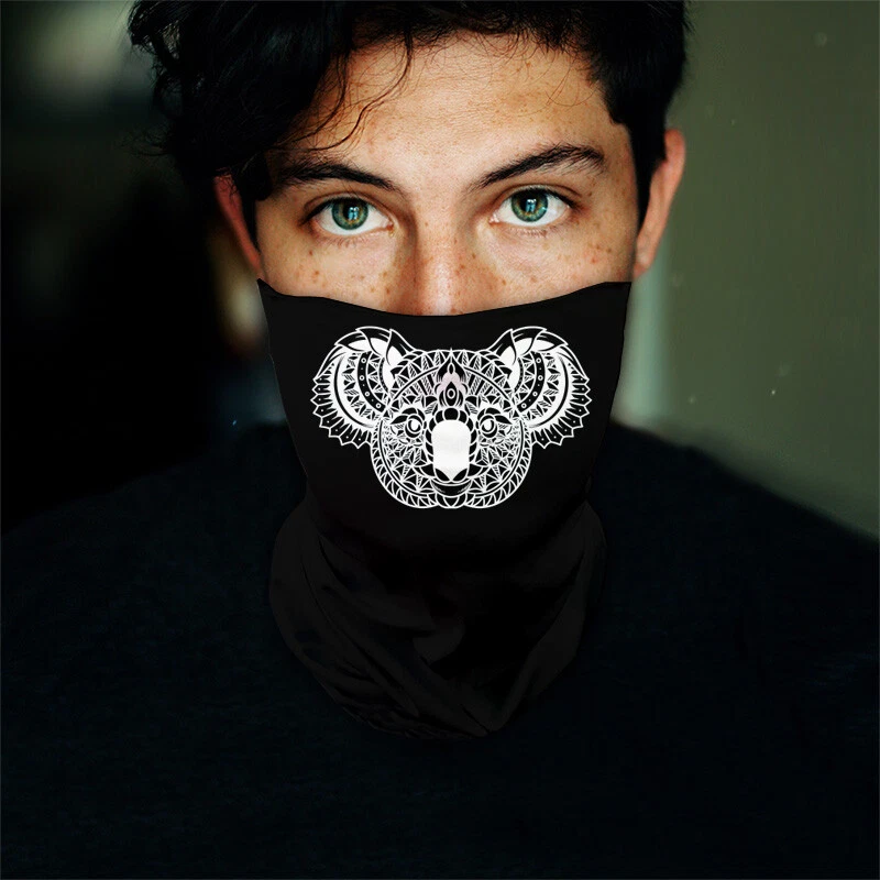 Washable Fabric Face Cover Neck Gaiter Unique Print Minimalistic Koala EU Made - Image 3 of 4
