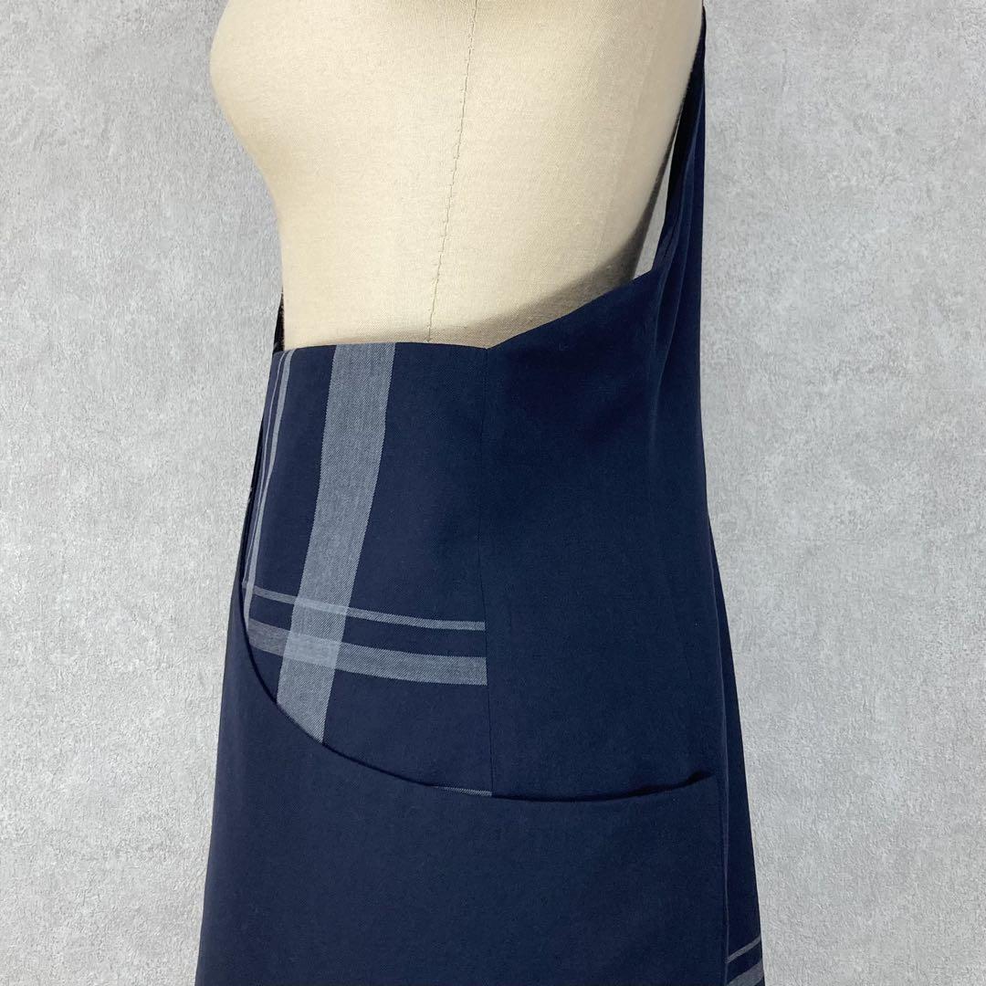 Y's Gabardine Check Asymmetric Apron Dress 2021AW Size 1