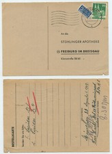 62011 - Postkarte - M&uuml;nchen 2.12.1949 nach Freiburg - St&uuml;hlinger-Apotheke