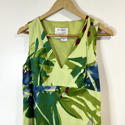 Max Mara Dress Italy Size 10 Sheath Sleeveless Tropical Floral Green V-neck | eBay Max Mara Dress Italy Size 10 Sheath Sleeveless Tropical Floral Green V-neck | eBay
