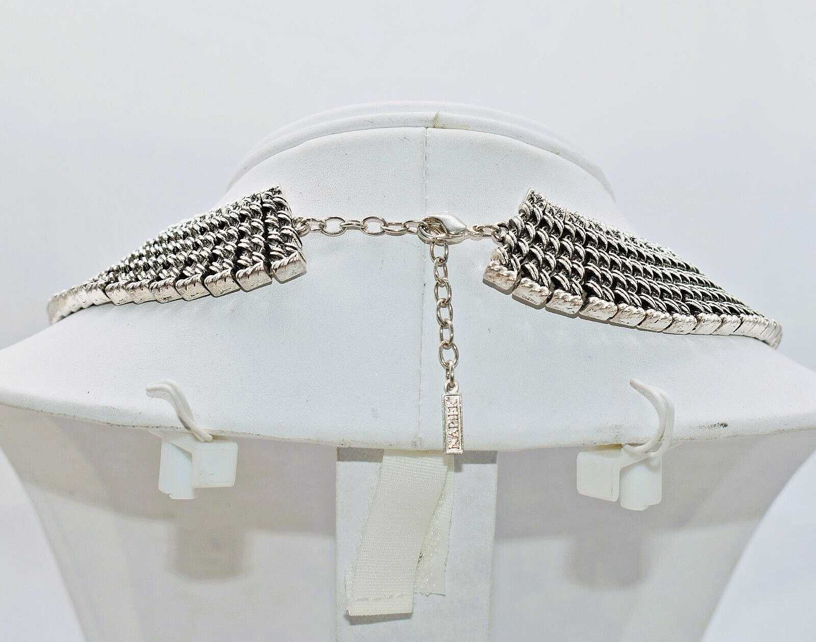 Napier Silver Tone Textured Link Statement Neckla… - image 6