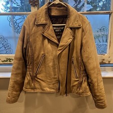 Brown Vintage Bikers Club Jacket Leather Cut Size Large Women Removable Liner