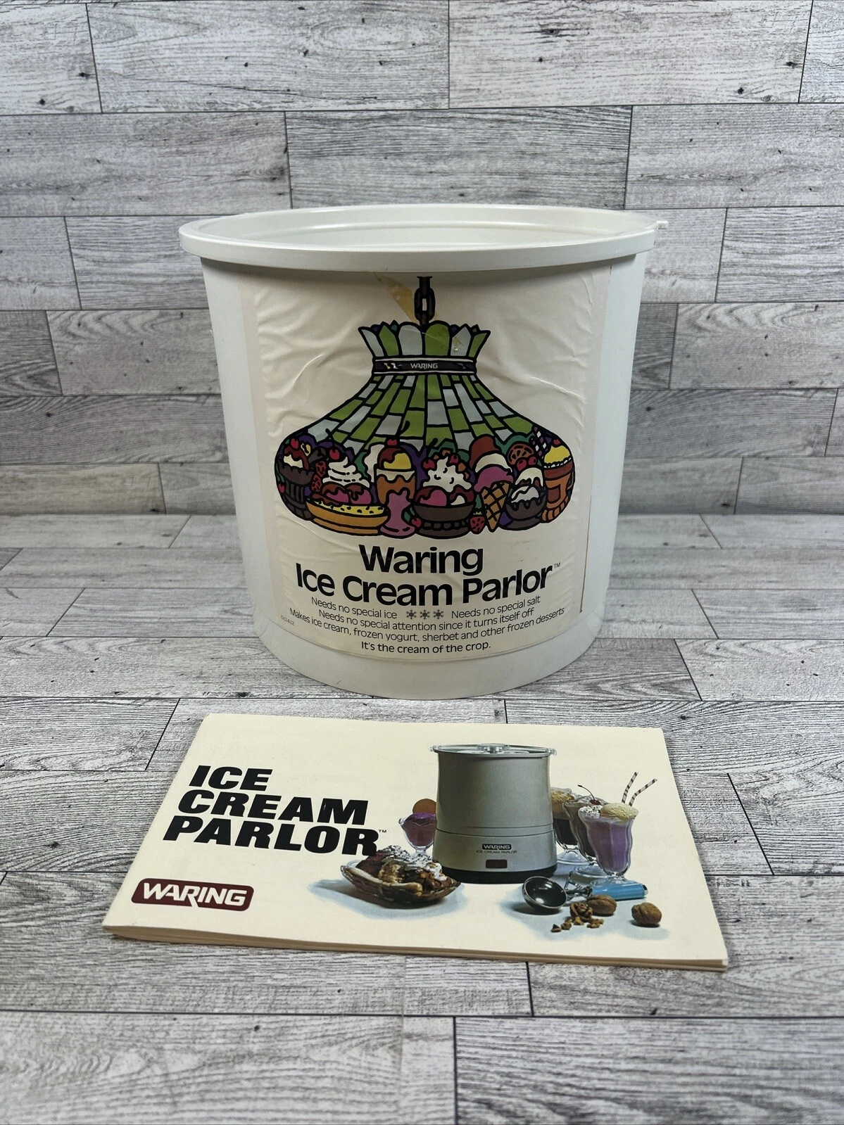 Waring Ice Cream Parlor Freezer Maker Replacement Part Bucket & Recipe Book