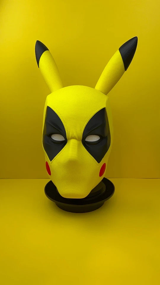 Pikachu Deadpool Mashup Mask with Magnetic - Fun cosplay - Image 3 of 4
