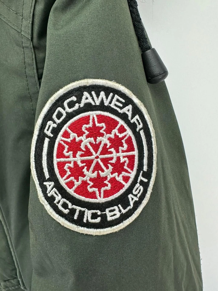 Abrigo de invierno Rocawear Arctic Blast para mujer verde oliva Parka con capucha piel sintética XL Foto 3 de 4