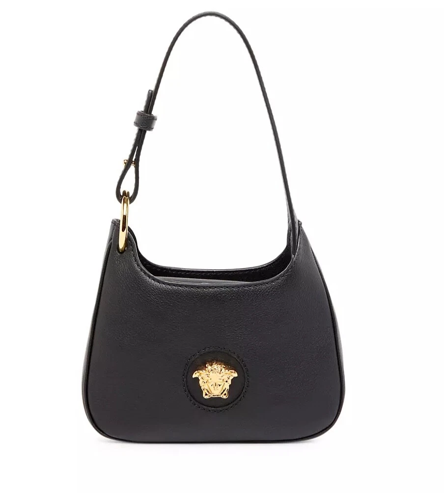 Versace — Versace Mini La Medusa Black Leather Hobo Bag NWT!