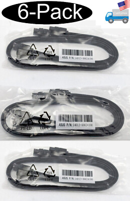 6-pack: NEW Genuine ASUS 19'' SATA 3.0 6Gb/s 90-degree & Straight PC Data Cables