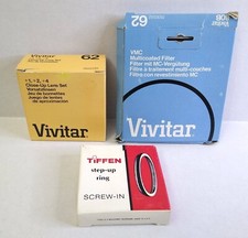Lot of Vivitar 80B Blue, Close-Up 1,2,4 Lens Set Filters  Tiffen 49-62mm Ring