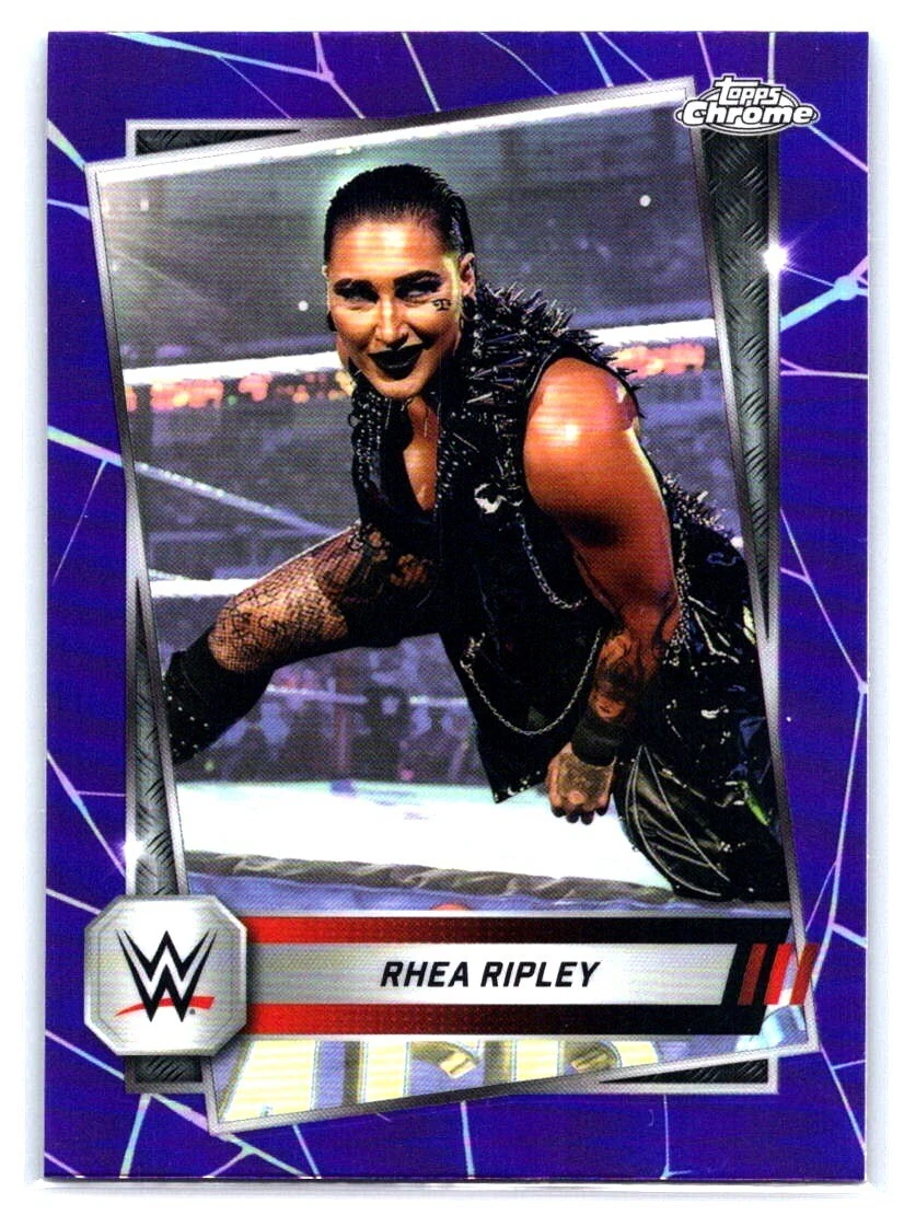2025 Topps Chrome WWE Rhea Ripley #80 Purple Refractor Hobby Parallel