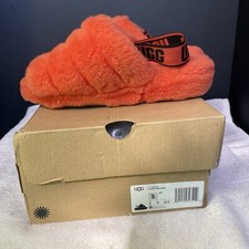 UGG Fluff Yeah Slide Ribbon Red Fur Slippers Womens Size 6