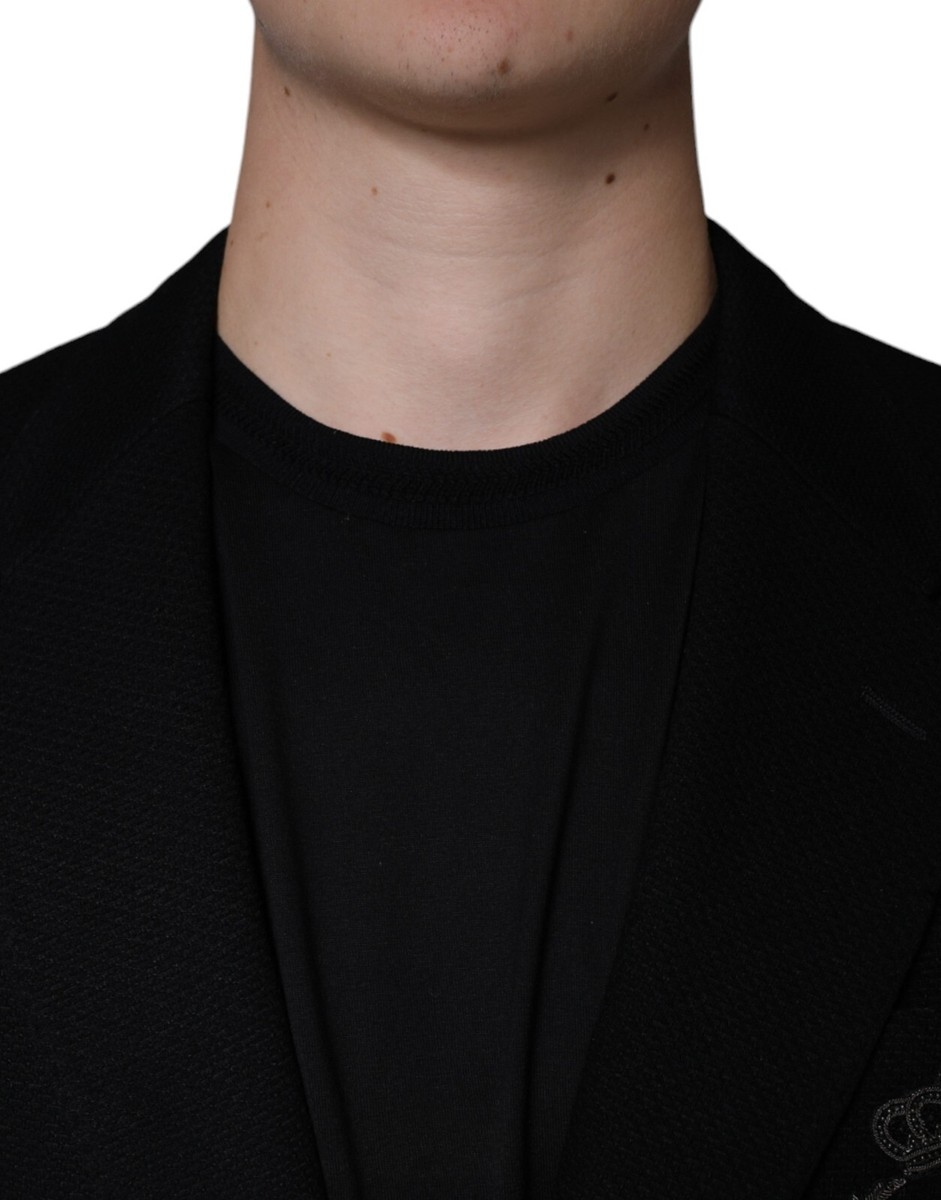 DOLCE & GABBANA Blazer Black Crown Bee Single Breasted Coat