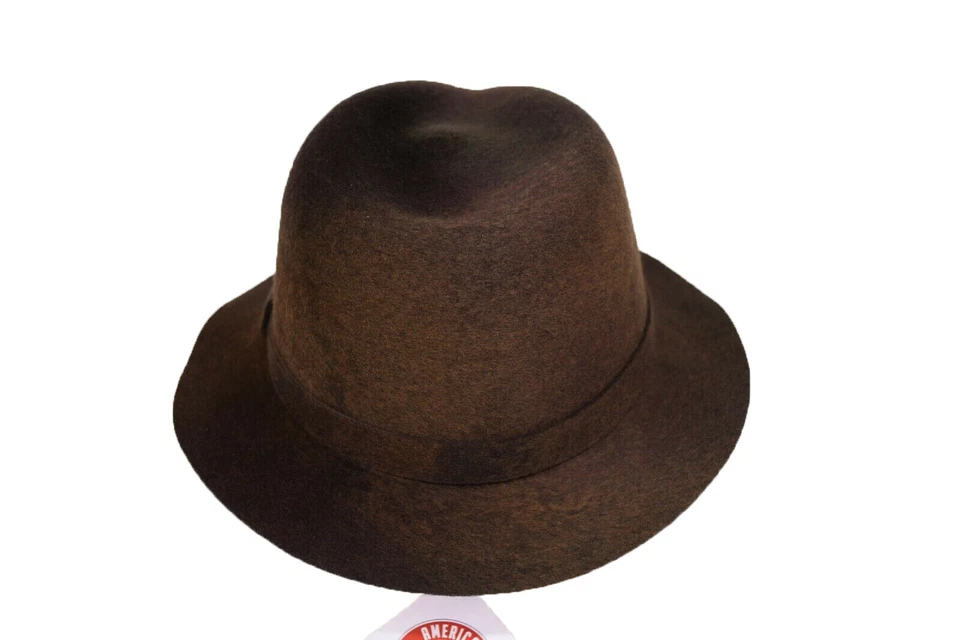 Wigens Nuevo con Etiquetas 100% Lana Marrón y Verde Desteñido Fedora Talla M 58, 7 y 1/4 Foto 3 de 4