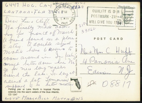 Molo rybackie nad Lake Worth, pocztówka z Florydy - Zdjęcie 2 z 2