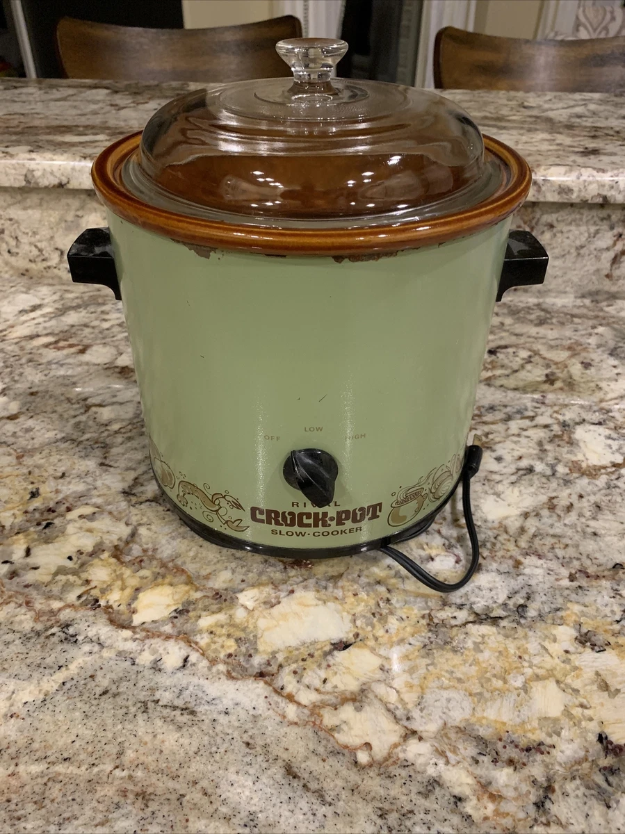 Rival Crock Pot Slow Cooker Stoneware 3100/2l 3.5 Qt. Made in USA Vintage  Green