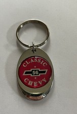 56 Chevy Keychain Lightweight Metal Chrome Style Finish Chevrolet Key Chain