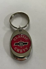 56 Chevy Keychain Lightweight Metal Chrome Style Finish Chevrolet Key Chain