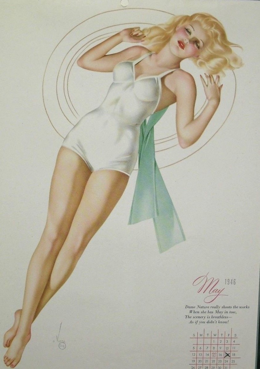 Vintage May 1946 Esquire calendar print Pin Up Girl by ALBERTO