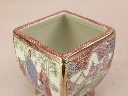 Chinese Bonsai Pot 3.5"(9cm) Multi-color Painted Square I279 - Picture 4 of 6